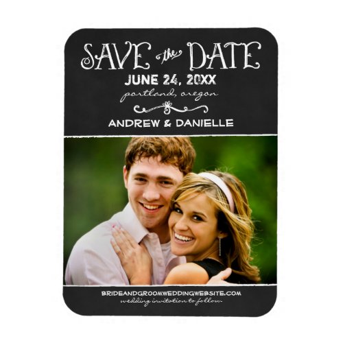 Rustic Script Chalkboard Wedding Black Photo Magnet