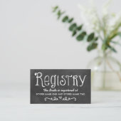 Rustic Script Chalkboard Wedding Black Registry Enclosure Card (Standing Front)