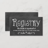 Rustic Script Chalkboard Wedding Black Registry Enclosure Card (Front/Back)
