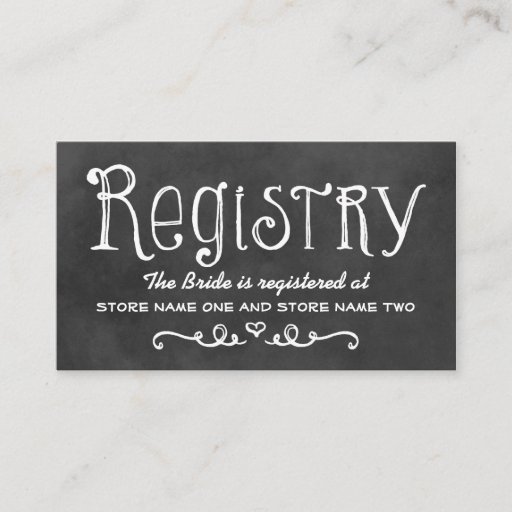 Customizable Bridal Registry Card | Black Chalkboard Charm Double-Sided Standard Business Cards (Pack Of 100)