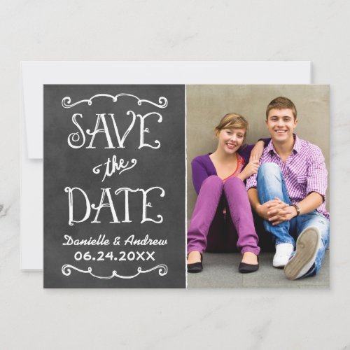 Save the Date Card | Black Chalkboard Charm