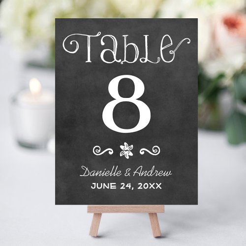 Rustic Script Chalkboard Wedding Table Number