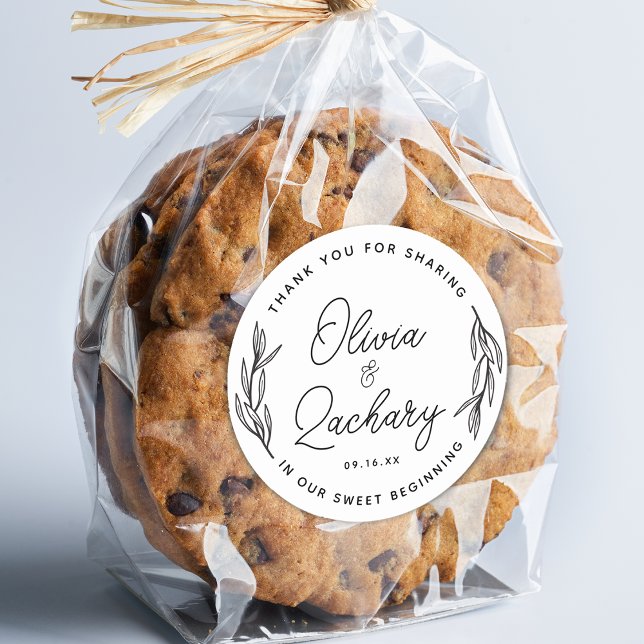 Rustic Script Circular Greenery Thank You Wedding Classic Round Sticker (Rustic Script Circular Greenery Thank You Wedding Classic Round Sticker)