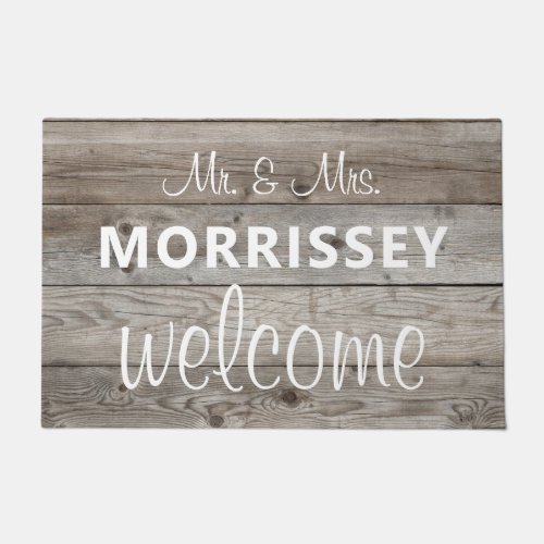 Rustic Script Classic Last Name Welcome Doormat