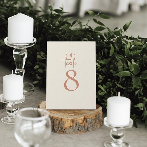 Rustic Script Cream Boho Wedding Table Number