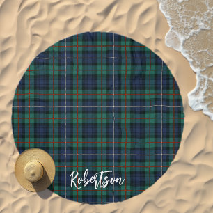 Rustic Script Custom Plaid Rustic Beach Towel
