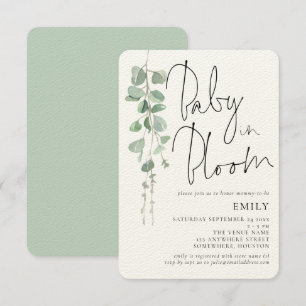Rustic Script Eucalyptus Baby in Bloom Shower Invitation