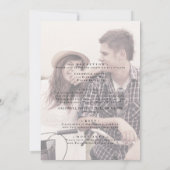 Rustic Script | Faded Photo Front and Back Wedding Invitation (Back)