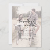 Rustic Script | Faded Photo Front and Back Wedding Invitation (Front)