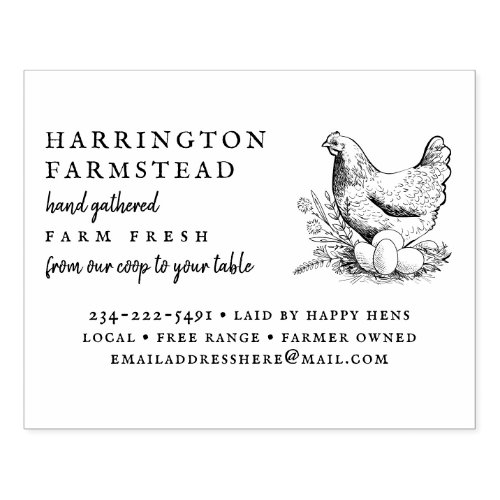 Rustic Script Family Farm Fresh Egg Carton Rubber Stamp