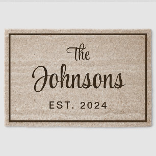 Rustic Script Family Name Fiber Doormat