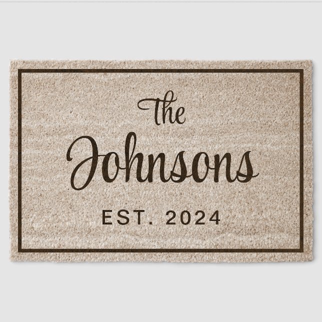 Rustic Script Family Name  Fiber Doormat (Front)