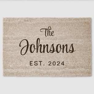 Rustic Script Family Name Fiber Doormat