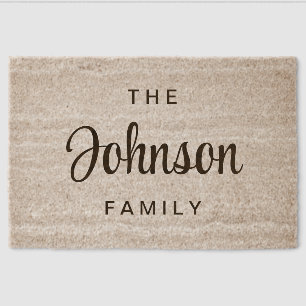 Rustic Script Family Name Fiber Doormat