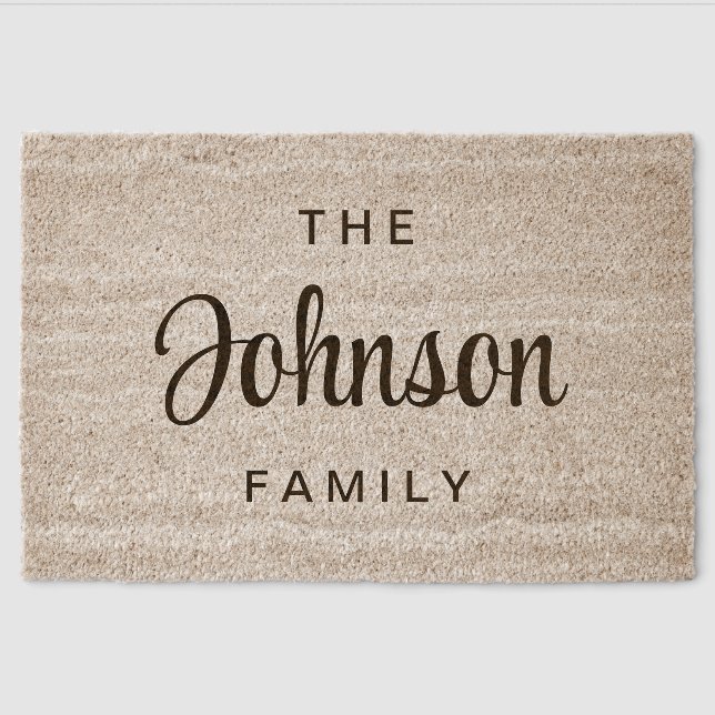 Rustic Script Family Name  Fiber Doormat (Front)