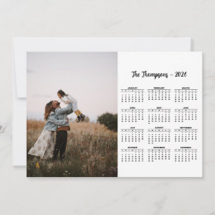 Rustic Script Family Photo 2026 Calendar 12 Month  Holiday Card