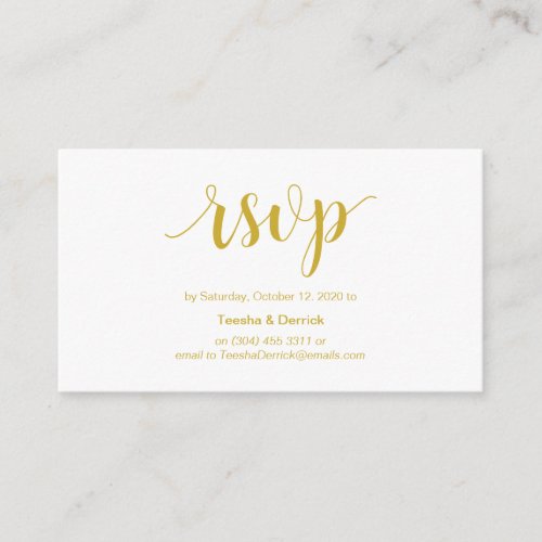 Rustic Script Gold font Color Wedding RSVP Enclosure Card