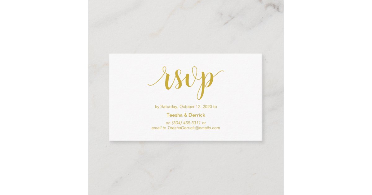 Rustic Script Gold Font Color Wedding Rsvp Enclosure Card Zazzle Com