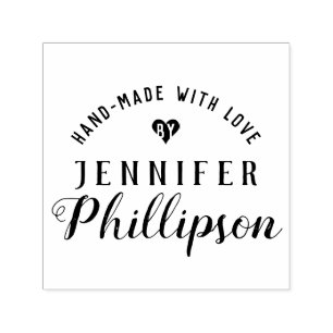 Rustic Script "Hand-Made With Love" Signature Self-inking Stamp