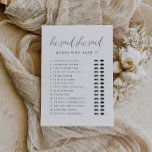 Rustic Script He Said She Said Bridal Shower Game<br><div class="desc">Modern Minimalist Script He Said She Said Game</div>