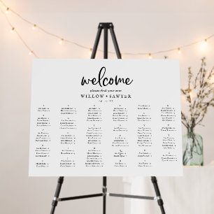 Rustic Script Horizontal Alphabetical Seating Plan Foam Board