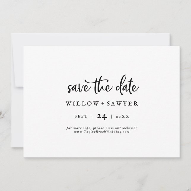 Rustic Script Horizontal Save The Date (Front)