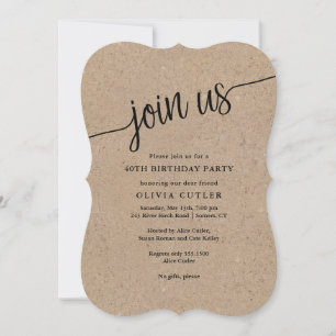 Rustic Script Kraft Join Us Any Occasion Invitation