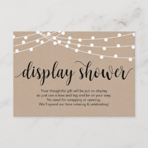 Rustic Script, Kraft, String Lights Display Shower Enclosure Card