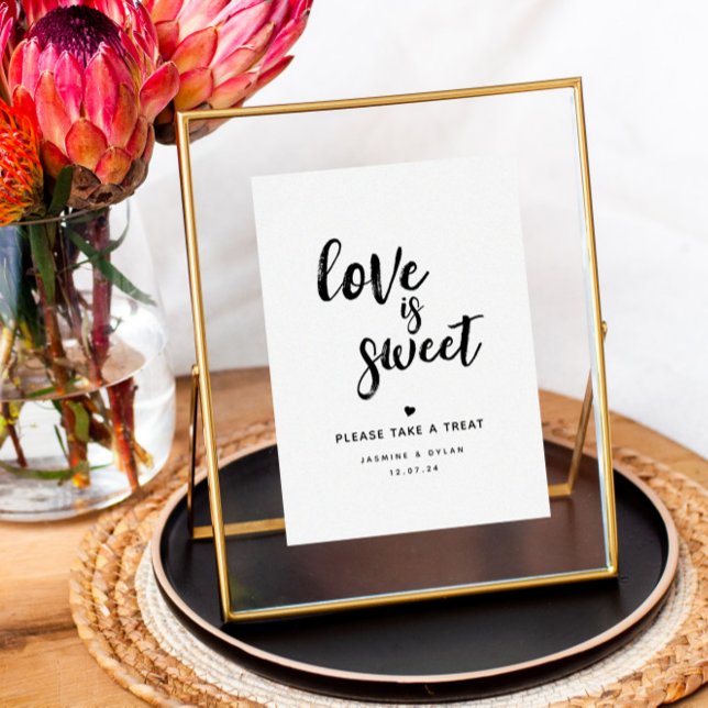 Rustic Script Love is Sweet Wedding Favor Sign (Creator Uploaded)