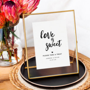 Rustic Script Love is Sweet Wedding Favor Sign