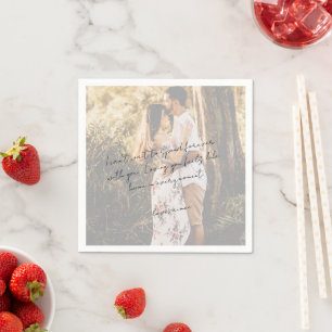 Rustic Script Love Note Photo Modern Wedding Napkins