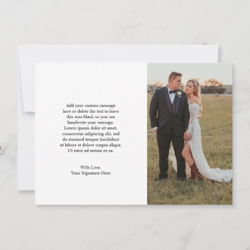 Rustic Script Modern Typography Photo Wedding Thank You Card | Zazzle