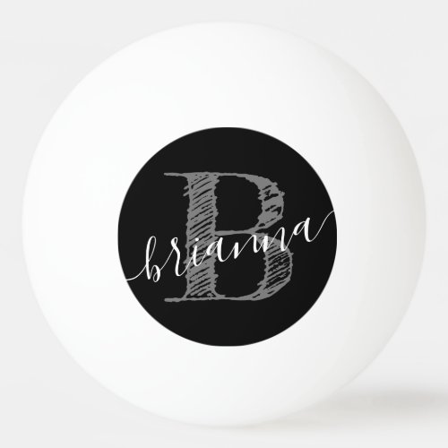 Rustic Script Monogram Initial Personalized Ping Pong Ball