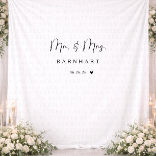 Rustic Script Mr and Mrs Wedding Backdrop