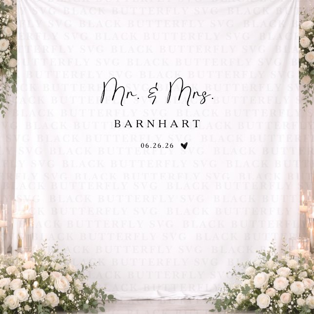 Rustic Script Mr and Mrs Wedding Backdrop (Rustic Mr. Mrs. Wedding Backdrop Banner)
