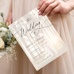 Rustic Script Overlay Photo Budget Wedding Invitation