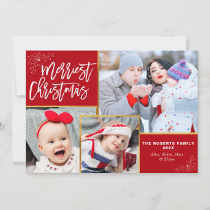 Rustic script photo collage christmas holiday card