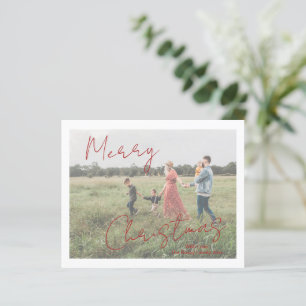 Rustic Script Photo Modern Budget Christmas Card