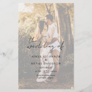 Rustic Script Photo Modern Budget Wedding Program Flyer