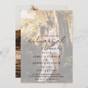Rustic Script Photo Modern Rehearsal Dinner Invitation