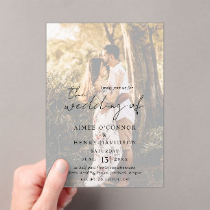 Rustic Script Photo Modern Wedding Acrylic Invitations