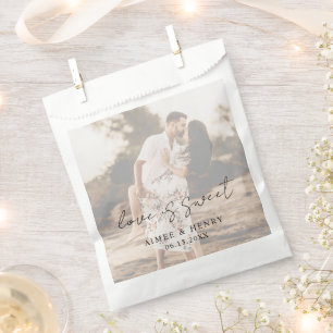 Rustic Script Photo Modern Wedding Favor Bag