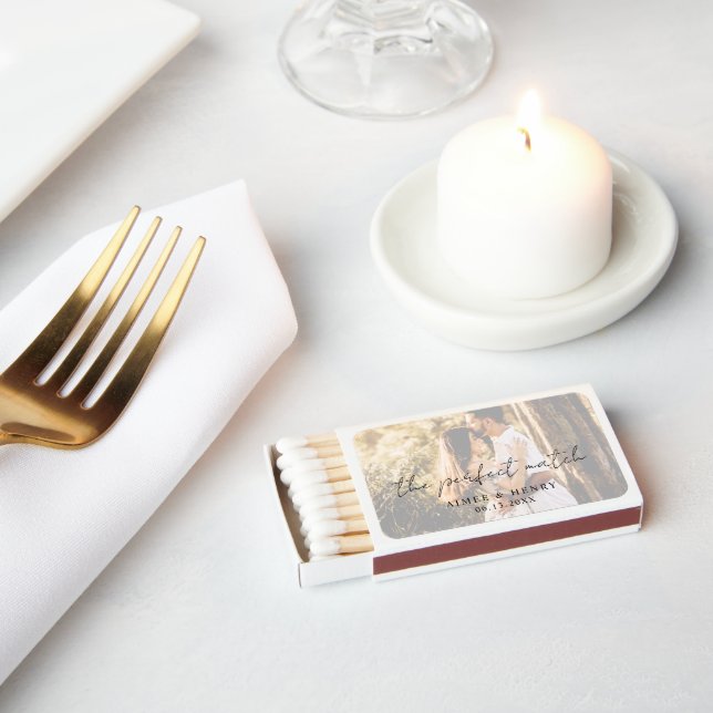 Rustic Script Photo Modern Wedding Matchboxes (Insitu)