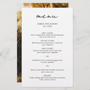 Rustic Script Photo Modern Wedding Menu