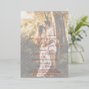 Rustic Script Photo Modern Wedding Reception Foil Invitation