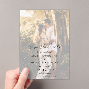 Rustic Script Photo Modern Wedding Save the Date