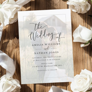 Rustic Script Photo Wedding   Invitation