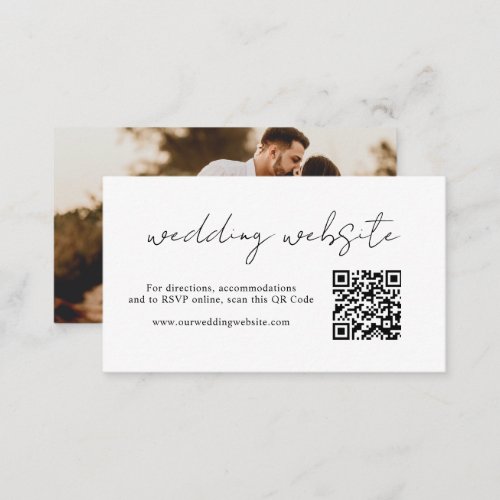 Rustic Script RSVP QR Code Website Photo Wedding Enclosure Card