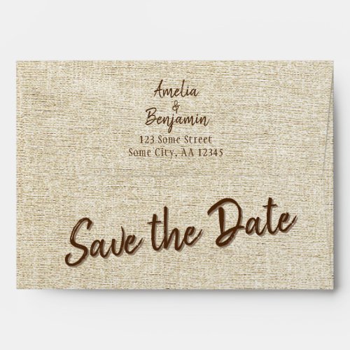 Rustic Script Save the Date Return Address Wedding Envelope