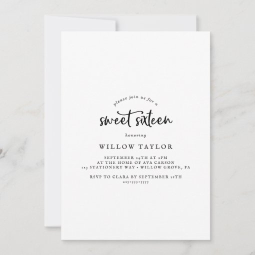 Rustic Script Sweet Sixteen Birthday Invitation | Zazzle